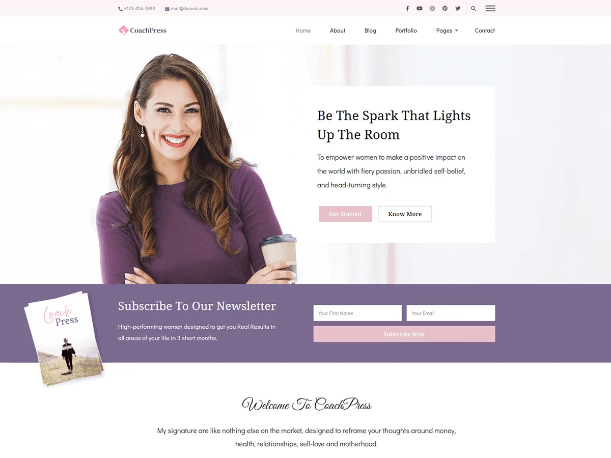 CoachPress Lite web sitesi teması önizlemesi
