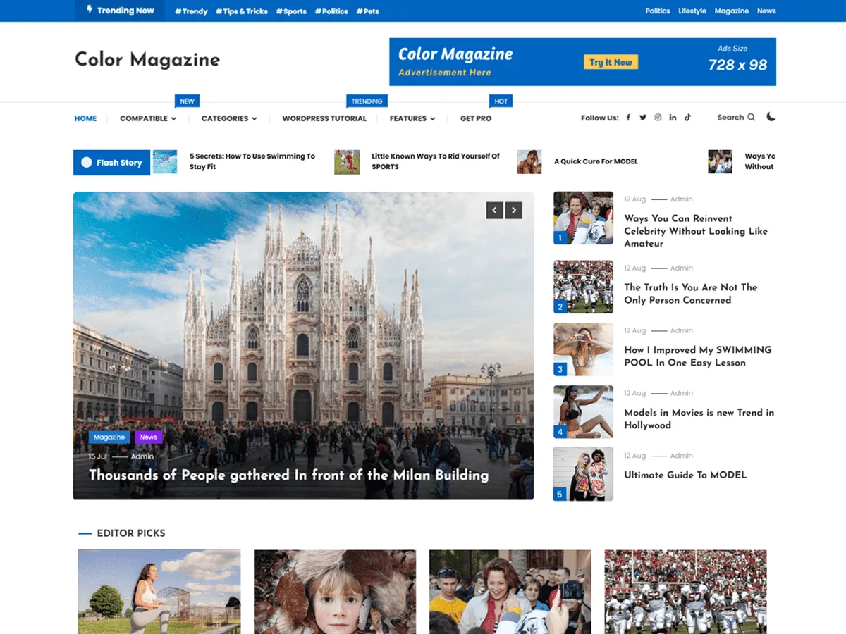 Color Magazine web sitesi teması önizlemesi