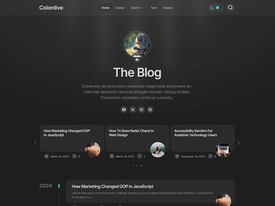 Colordive web sitesi teması önizlemesi