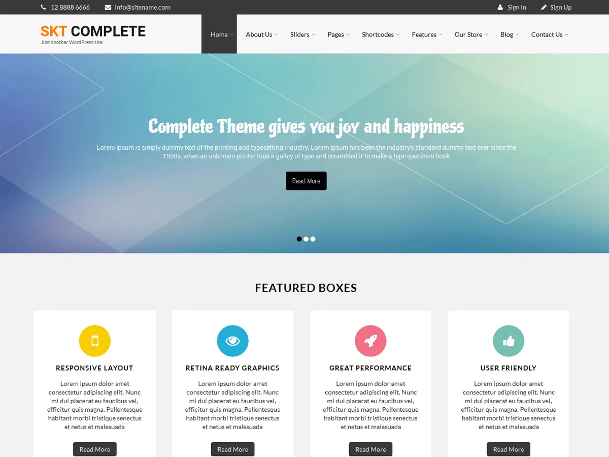 Complete Lite web sitesi teması önizlemesi