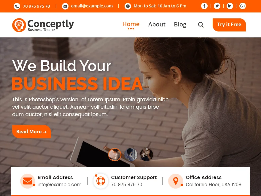 Conceptly web sitesi teması önizlemesi