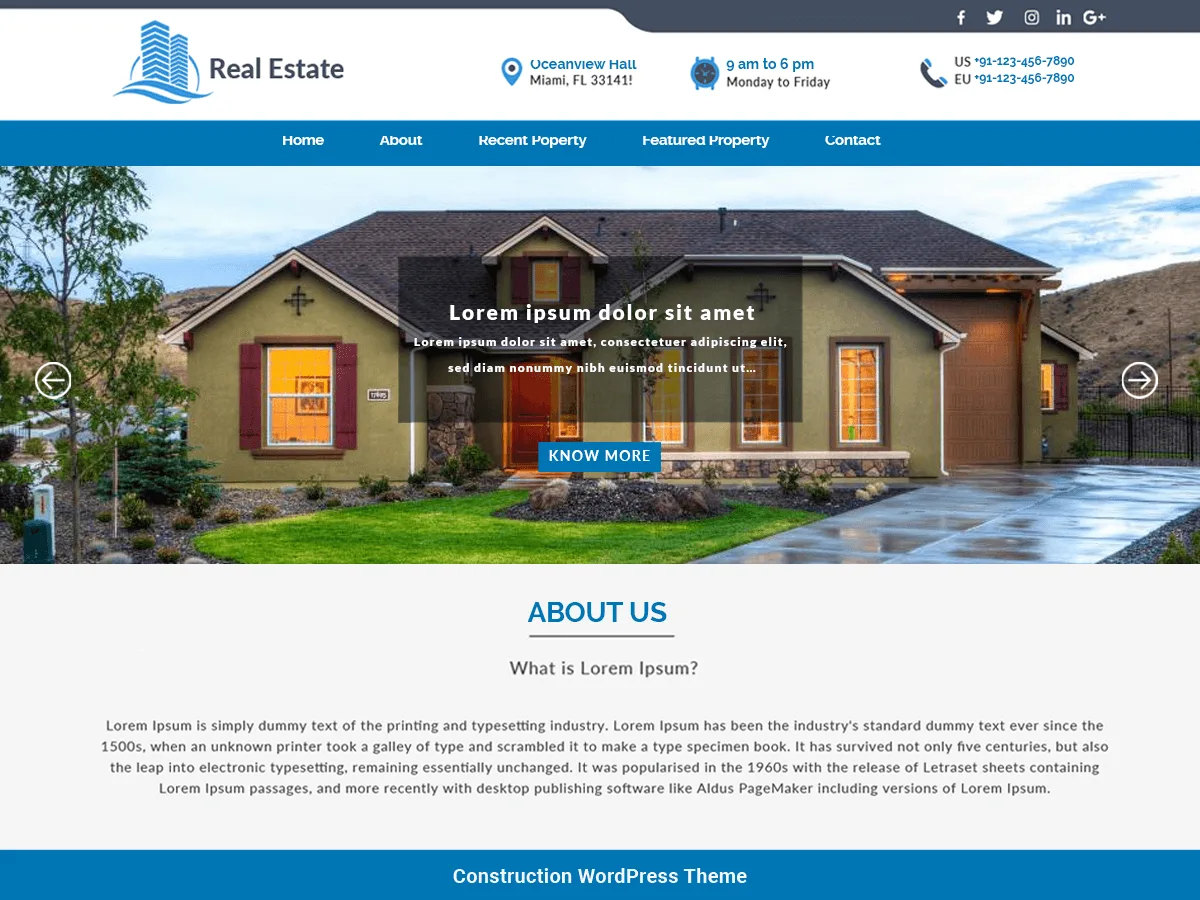 Construction Realestate web sitesi teması
