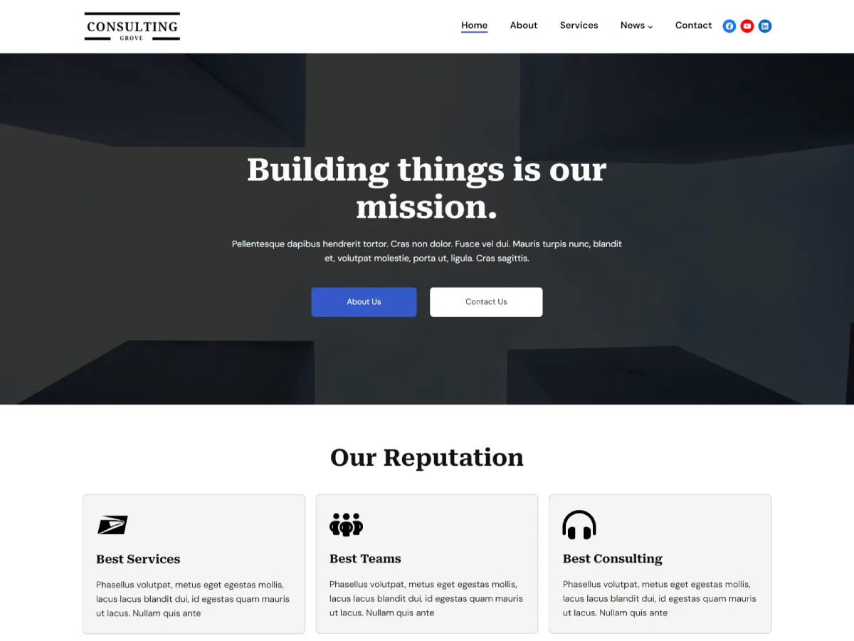 ConsultingGrove web sitesi teması önizlemesi