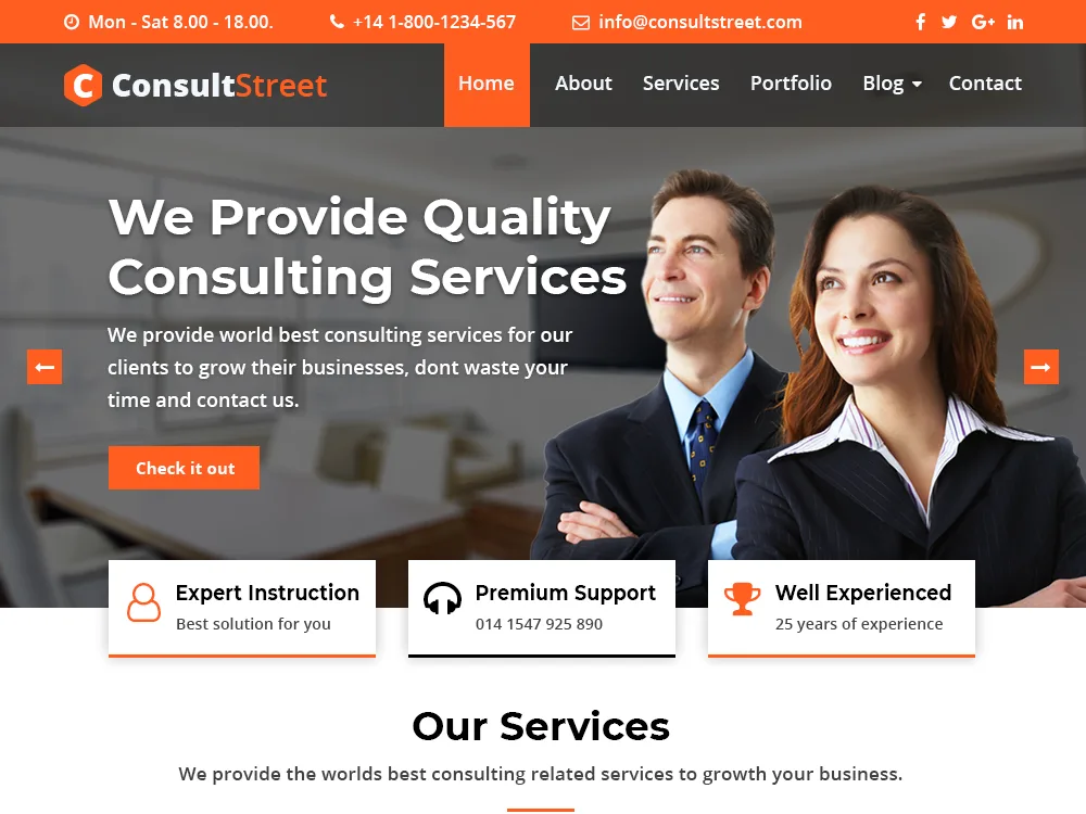ConsultStreet web sitesi teması önizlemesi