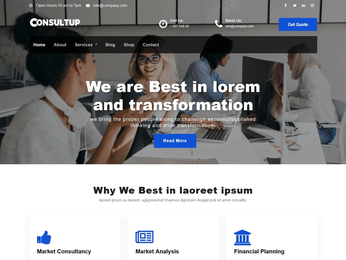 Consultup web sitesi teması önizlemesi