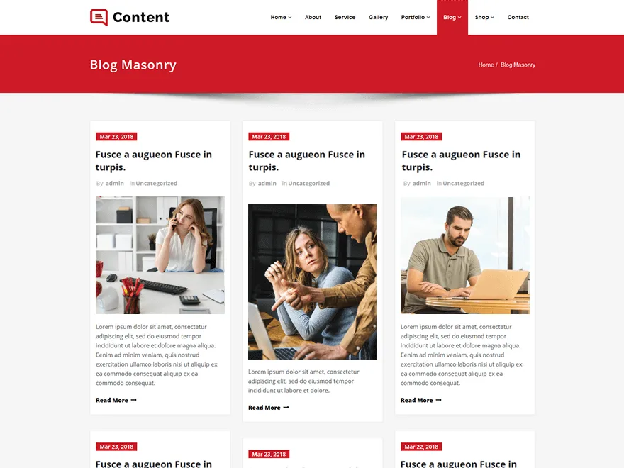 Content web sitesi teması önizlemesi