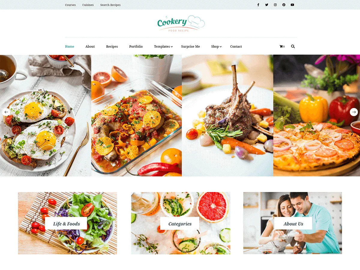 Cookery Lite web sitesi teması örneği