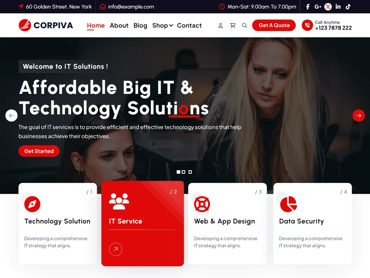 Corpiva web sitesi teması önizlemesi