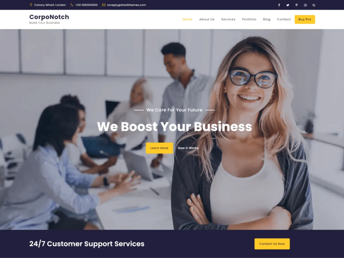 CorpoNotch web sitesi teması önizlemesi