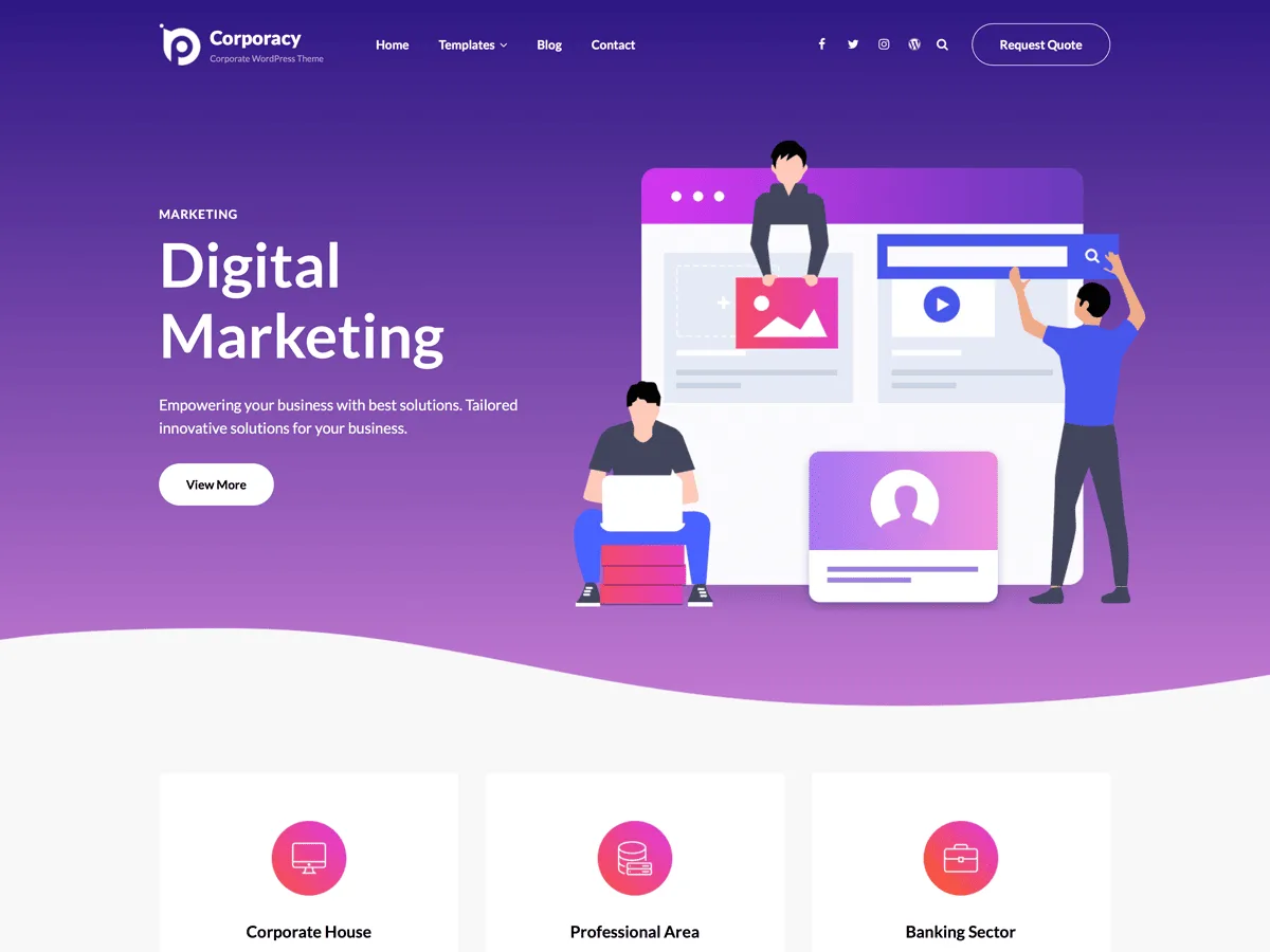 Corporacy kurumsal web sitesi teması önizlemesi