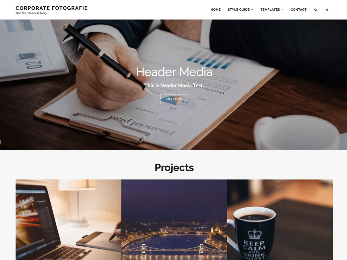 Corporate Fotografie web sitesi teması önizlemesi