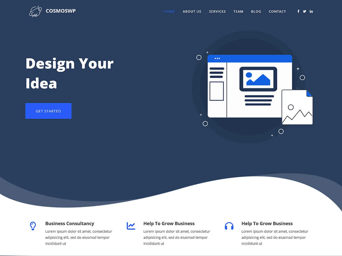CosmosWP web sitesi teması önizlemesi