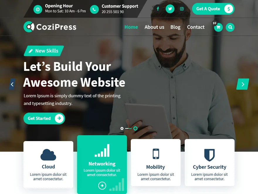 CoziPress çok amaçlı işletme web sitesi teması