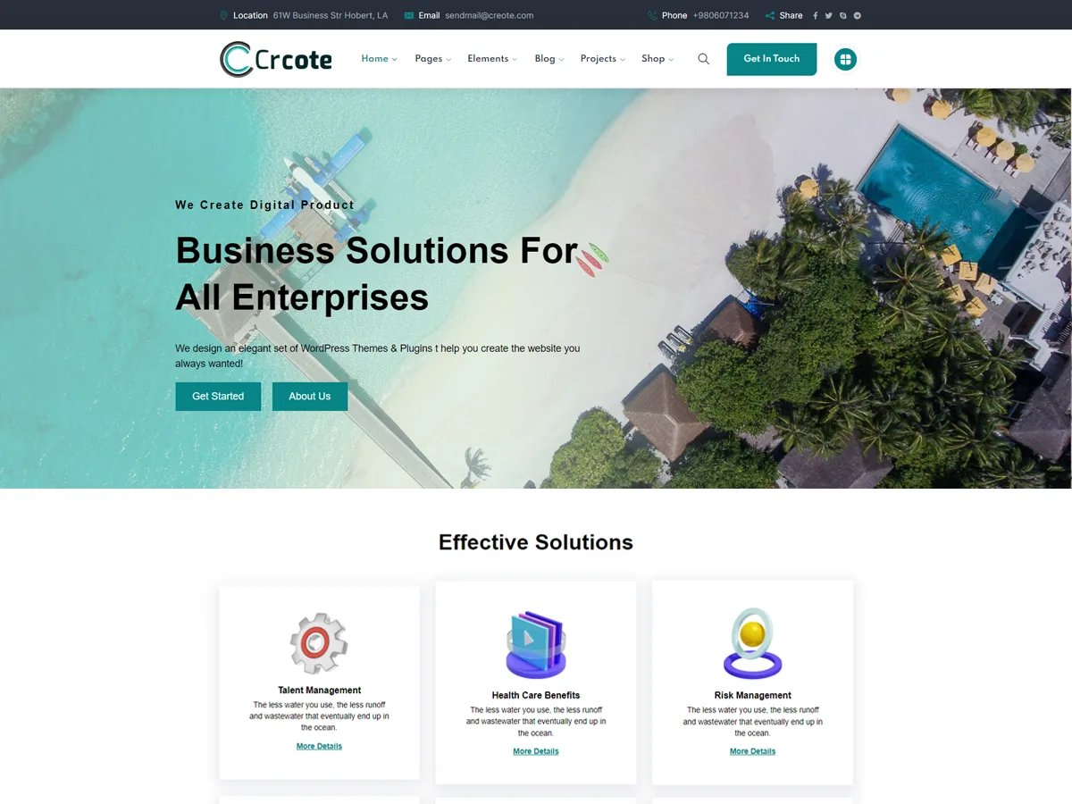 Crcote Corporate kurumsal web sitesi teması önizlemesi