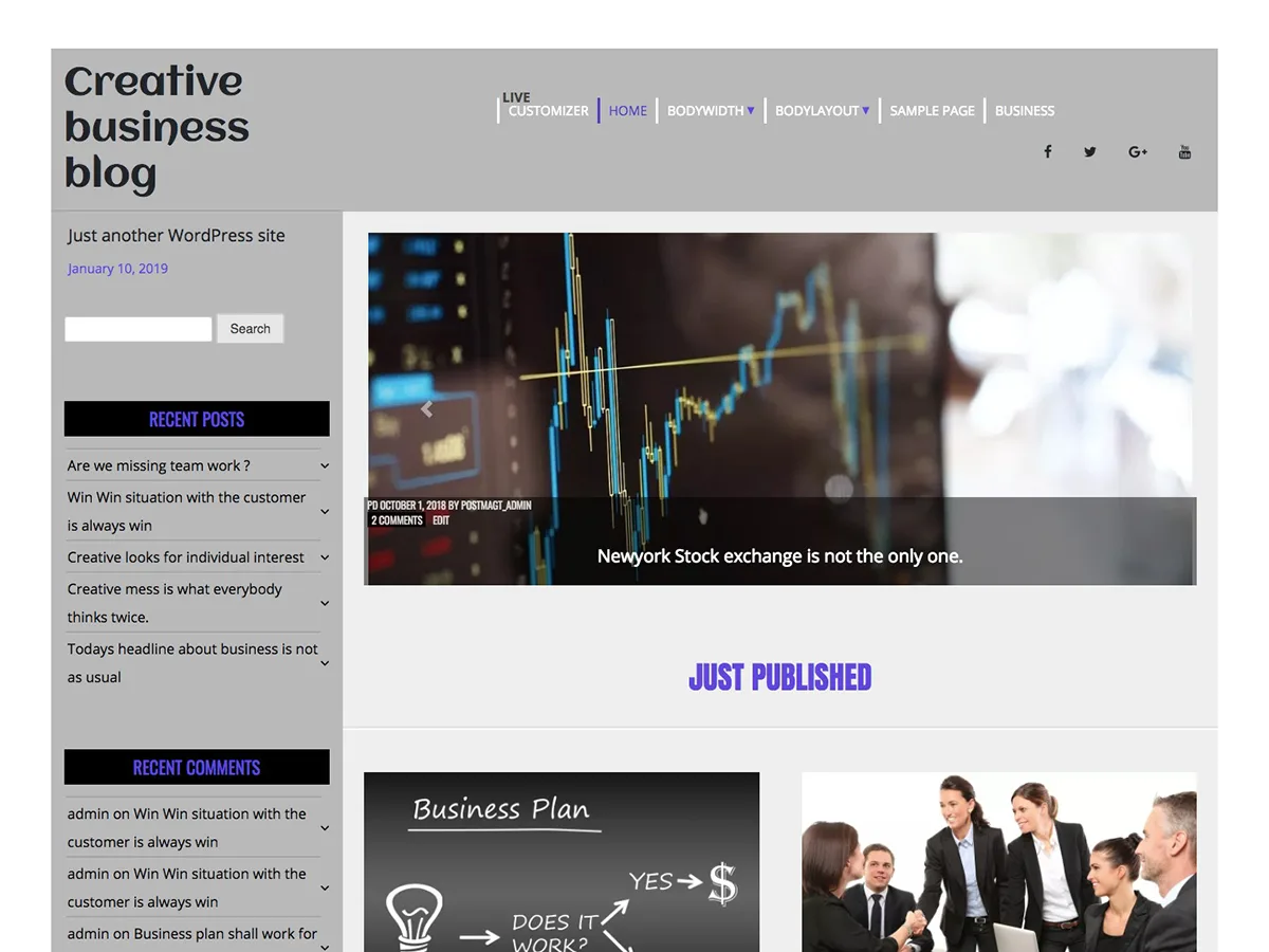 Creative Business Blog web sitesi teması önizlemesi
