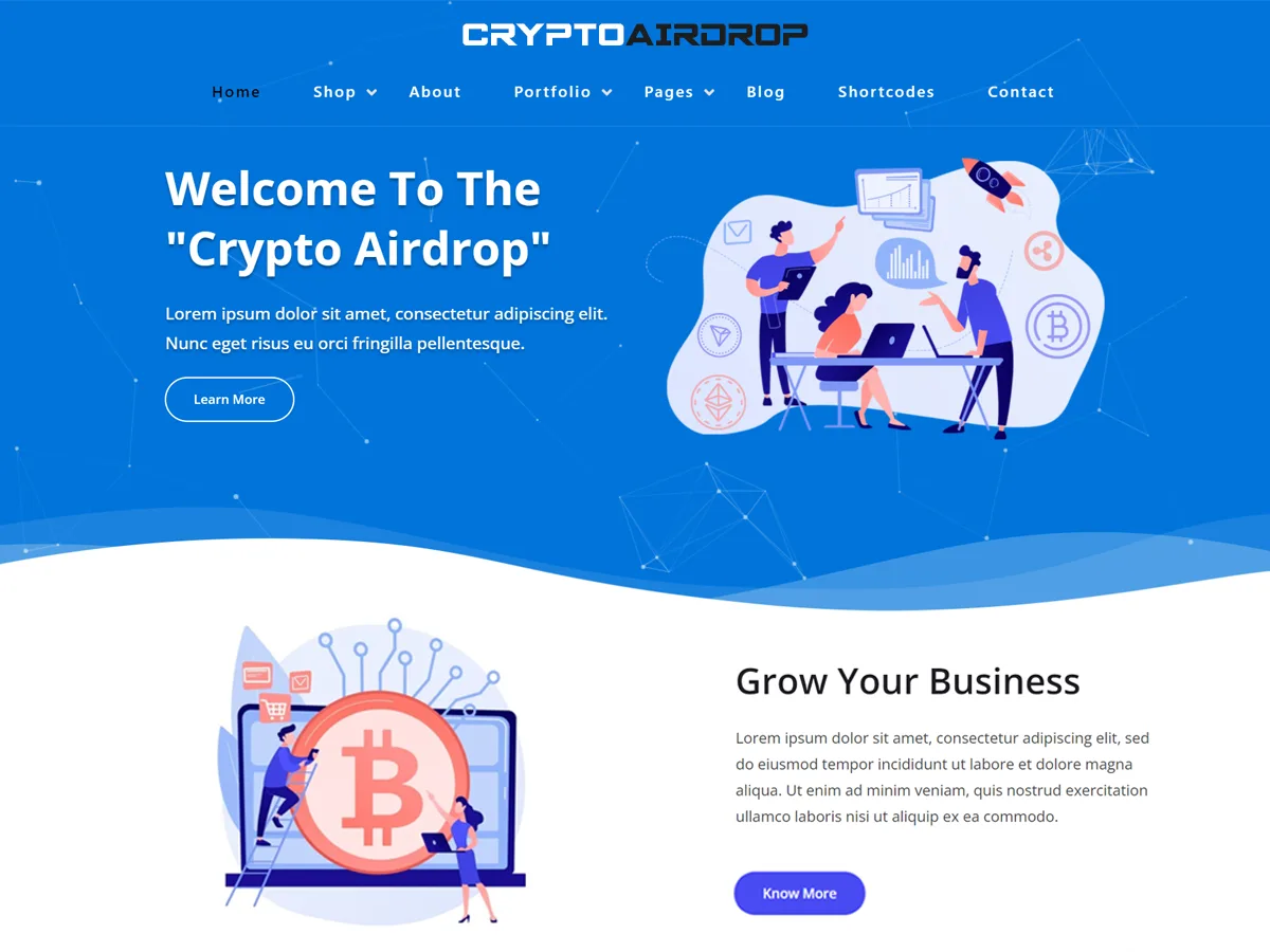 Crypto AirDrop web sitesi teması önizlemesi