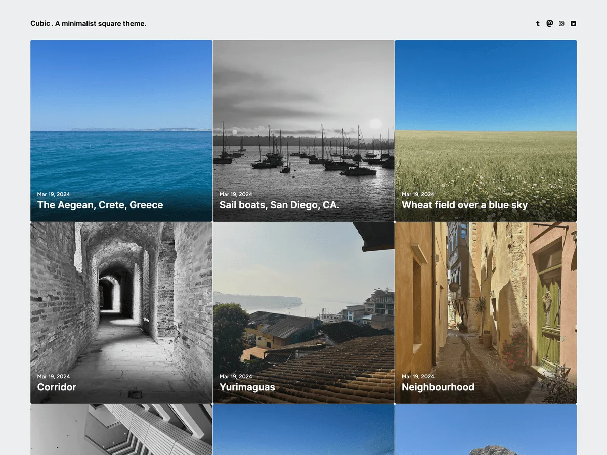 Cubico web sitesi teması ile fotoğraf blogu görünümü