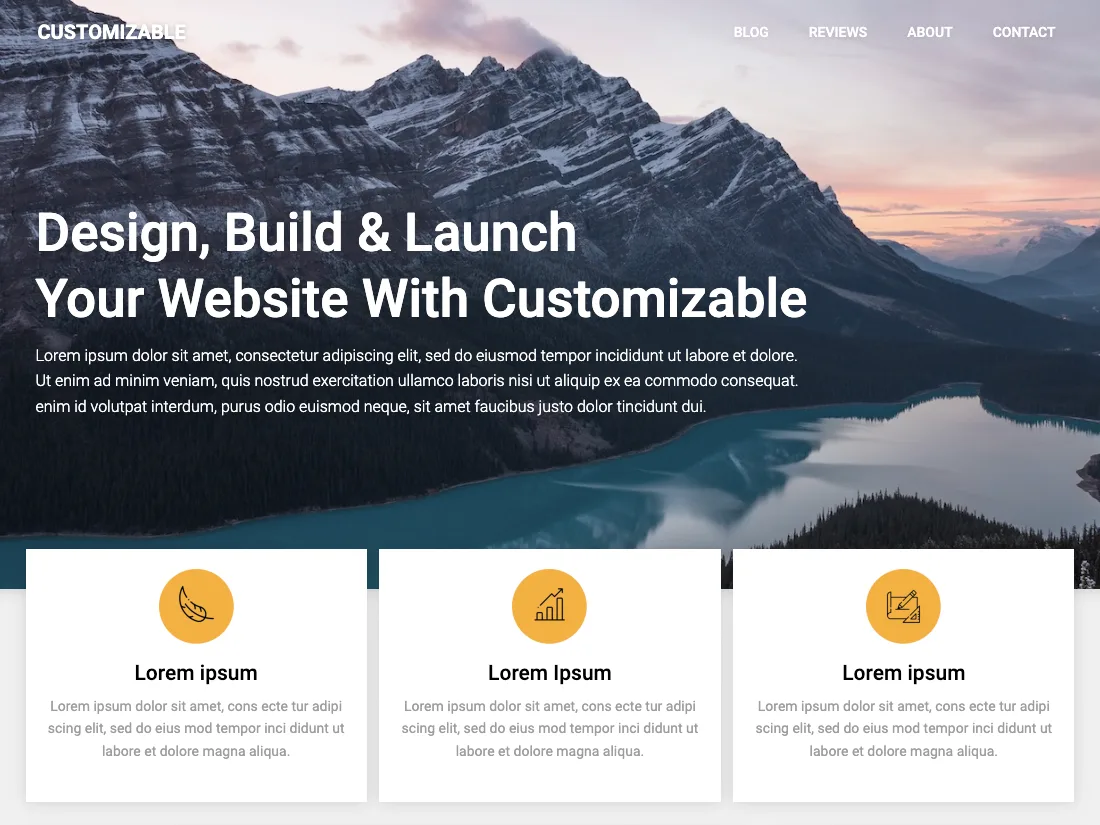 Customizable Blogily web sitesi teması önizlemesi