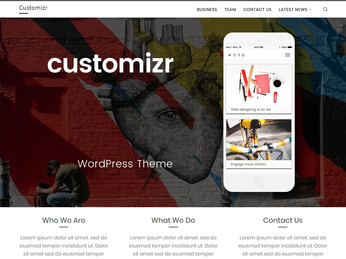Customizr web sitesi teması örneği