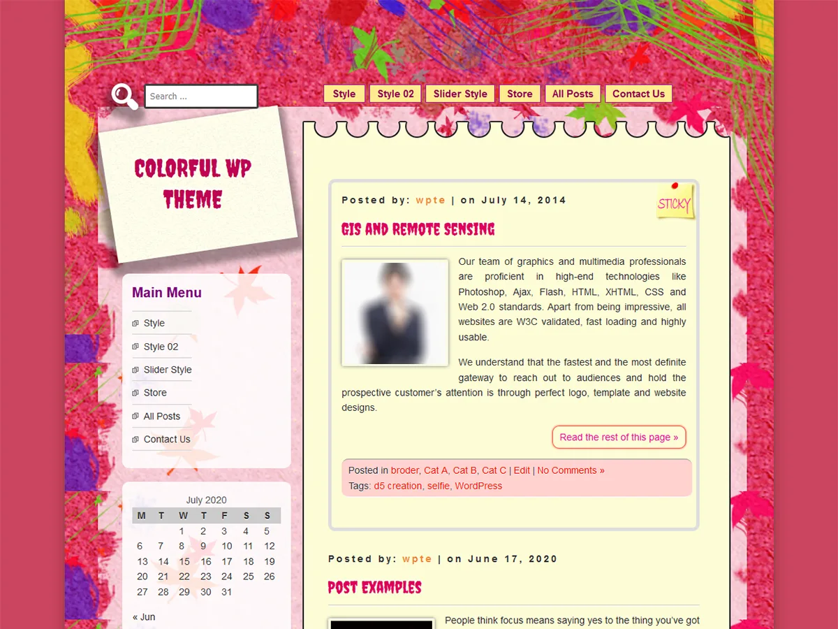 D5 COLORFUL web sitesi teması renkli blog tasarımı