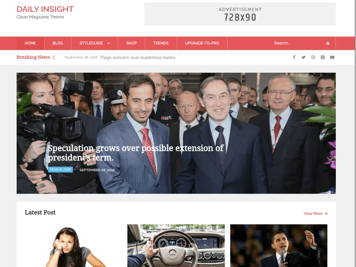 Daily Insight web sitesi teması önizlemesi