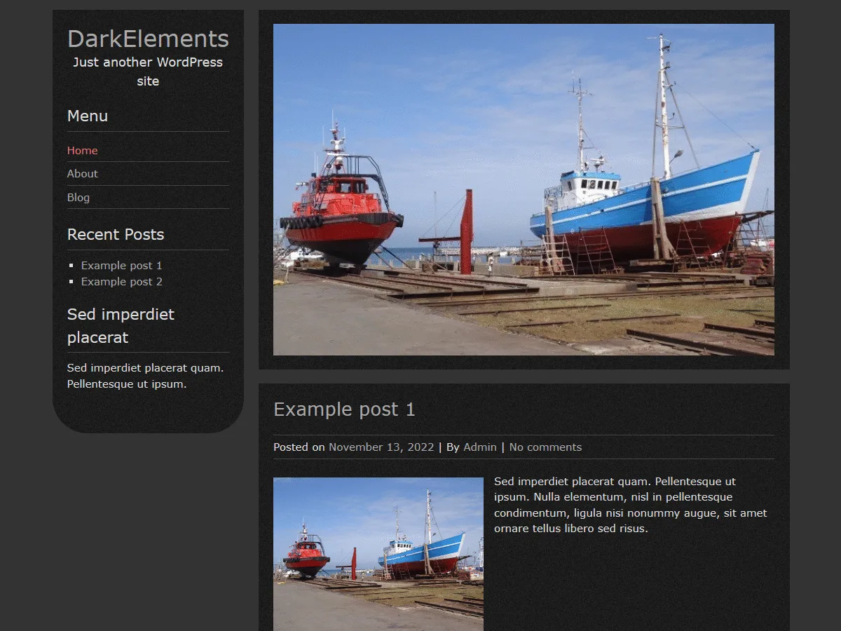 DarkElements web sitesi teması önizlemesi