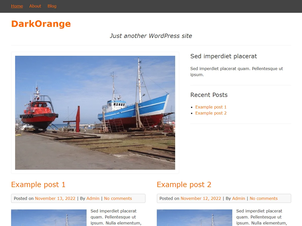 DarkOrange web sitesi teması önizlemesi