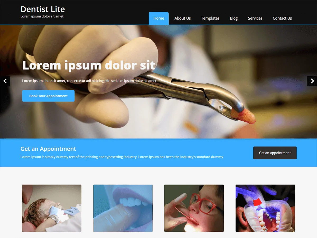 Dentist Lite web sitesi teması önizlemesi