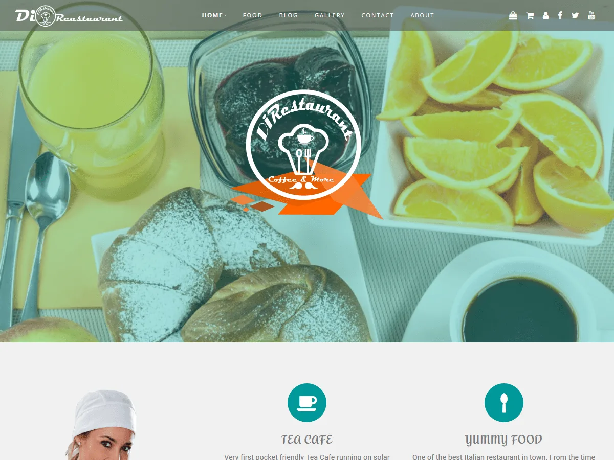 Di Restaurant web sitesi teması önizlemesi