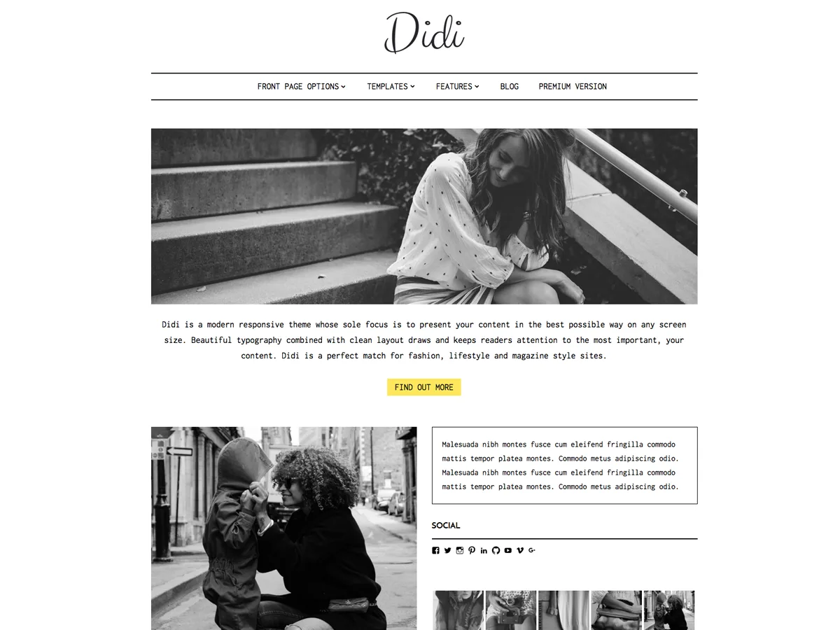 Didi Lite web sitesi teması ile içerik odaklı modern tasarım