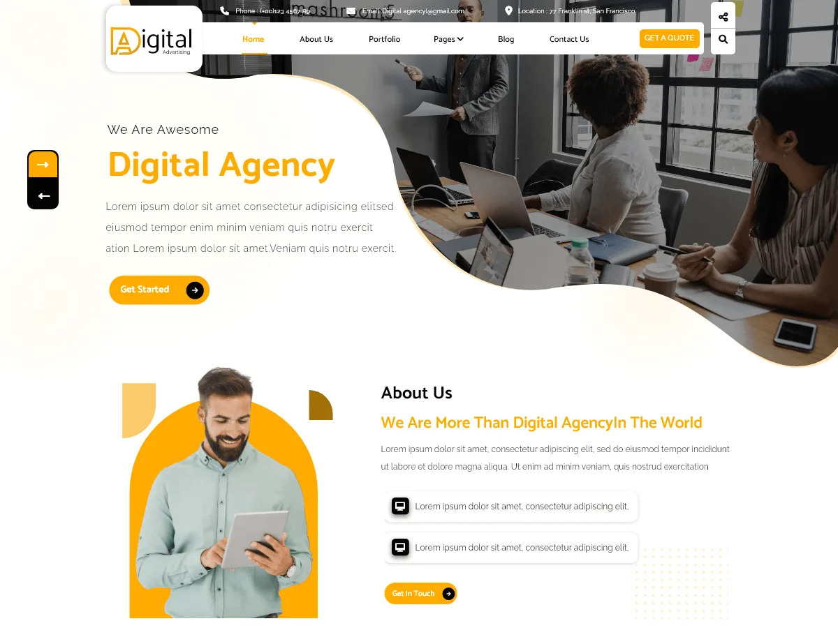 Digital Advertising web sitesi teması önizlemesi