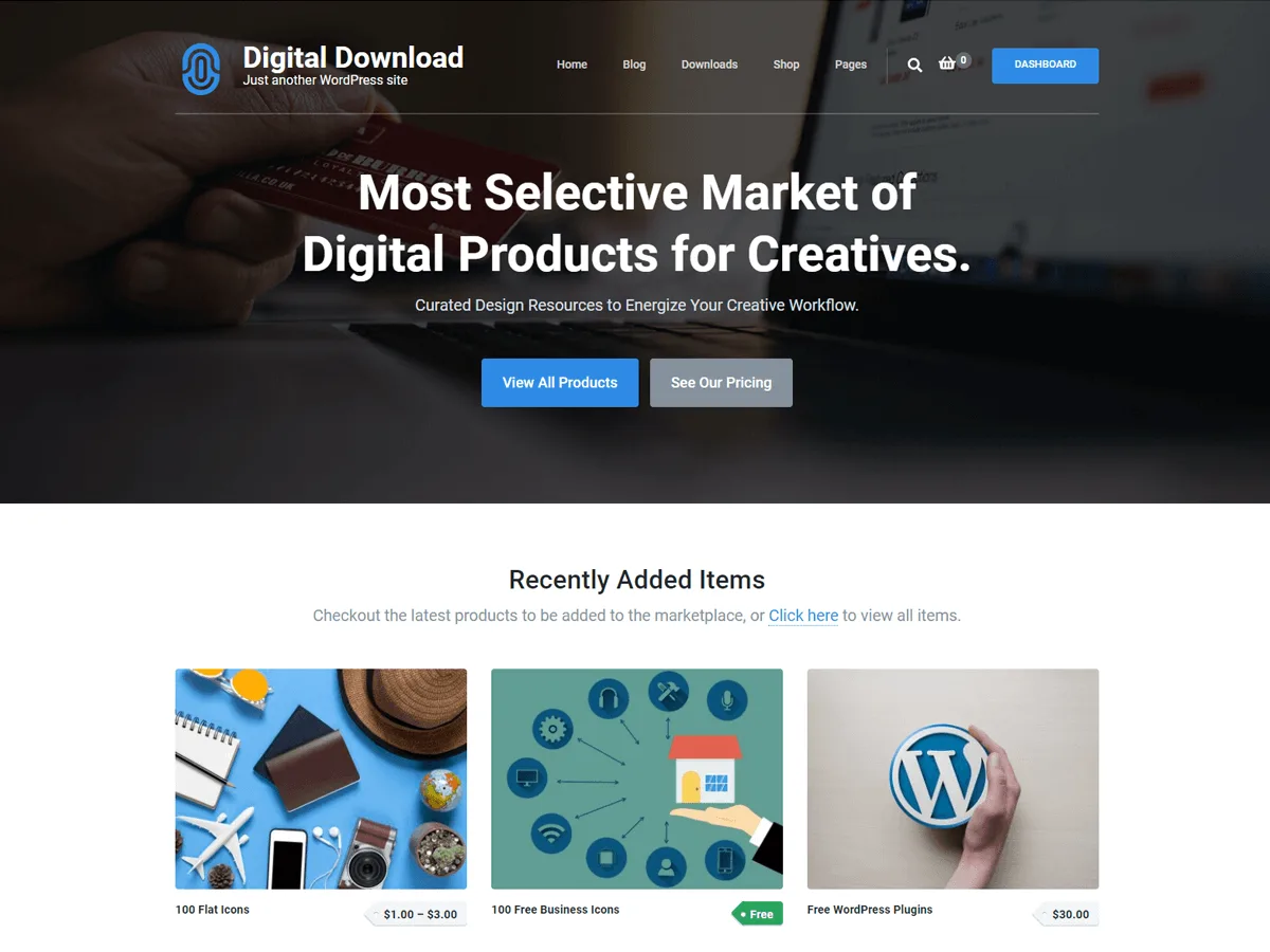 Digital Download web sitesi teması ile dijital ürün satışı