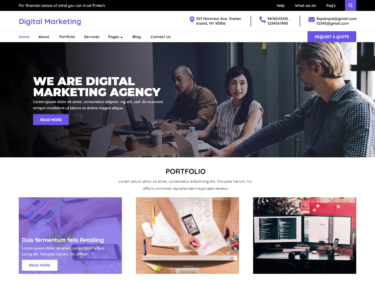 Digital Marketer web sitesi teması ile dijital pazarlama ajansı web sitesi görünümü