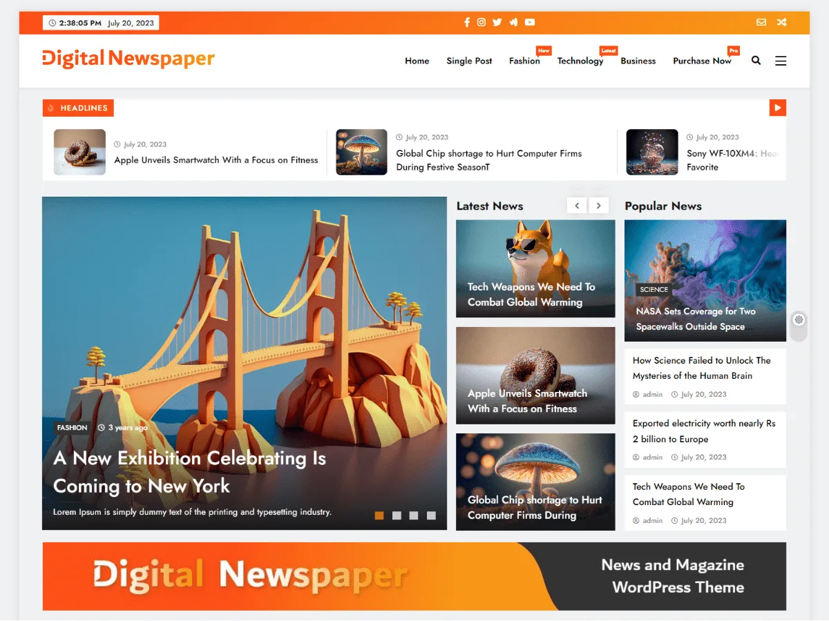 Digital Newspaper haber sitesi teması