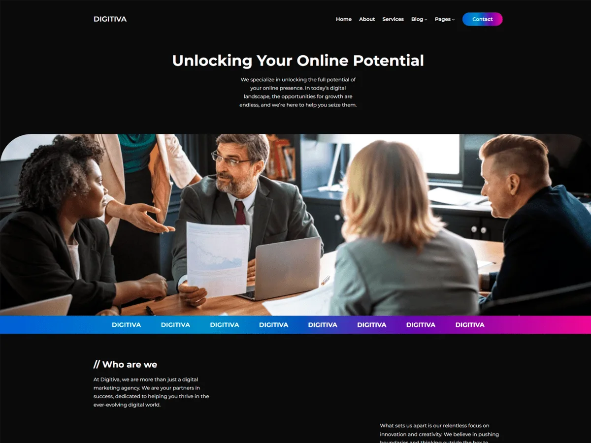 Digitiva web sitesi teması ile ajans web sitesi tasarımı