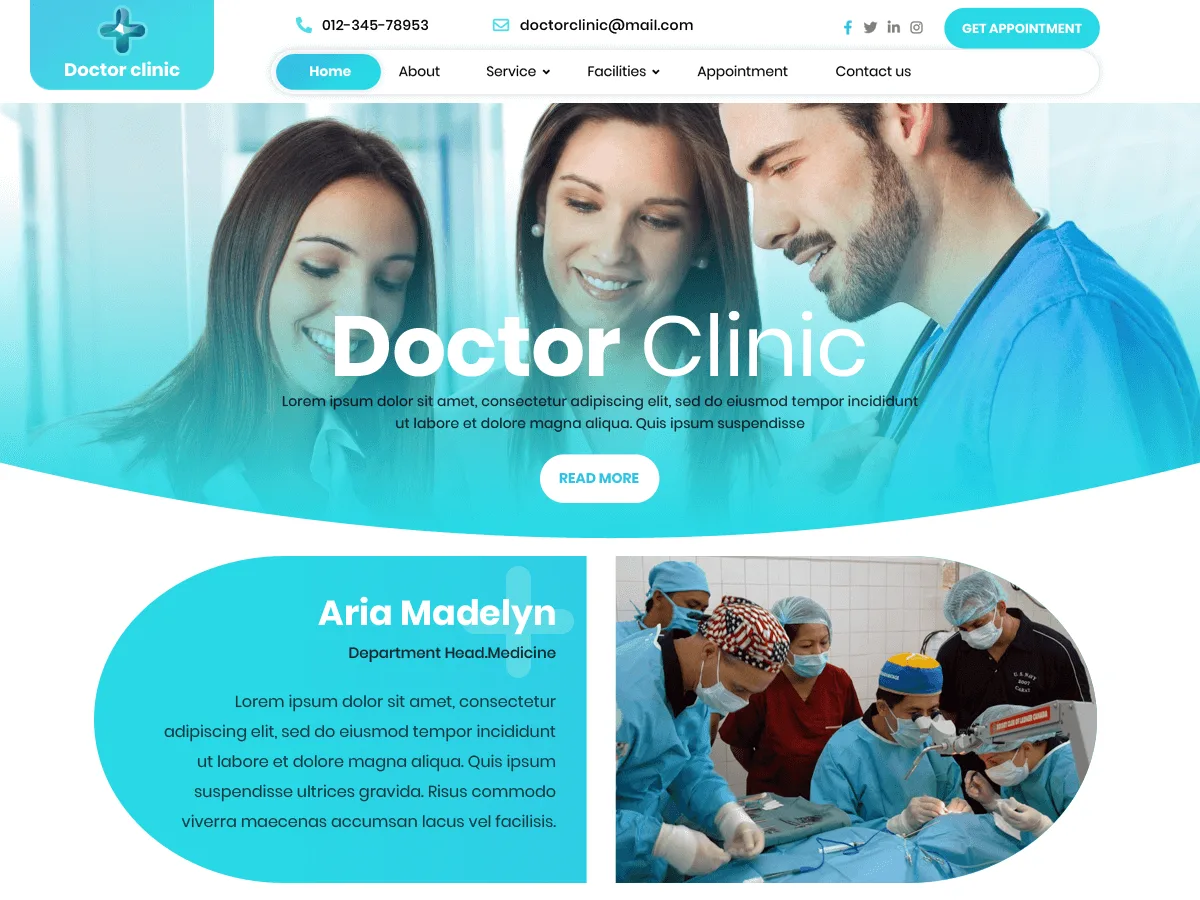 Doctor Clinic web sitesi teması