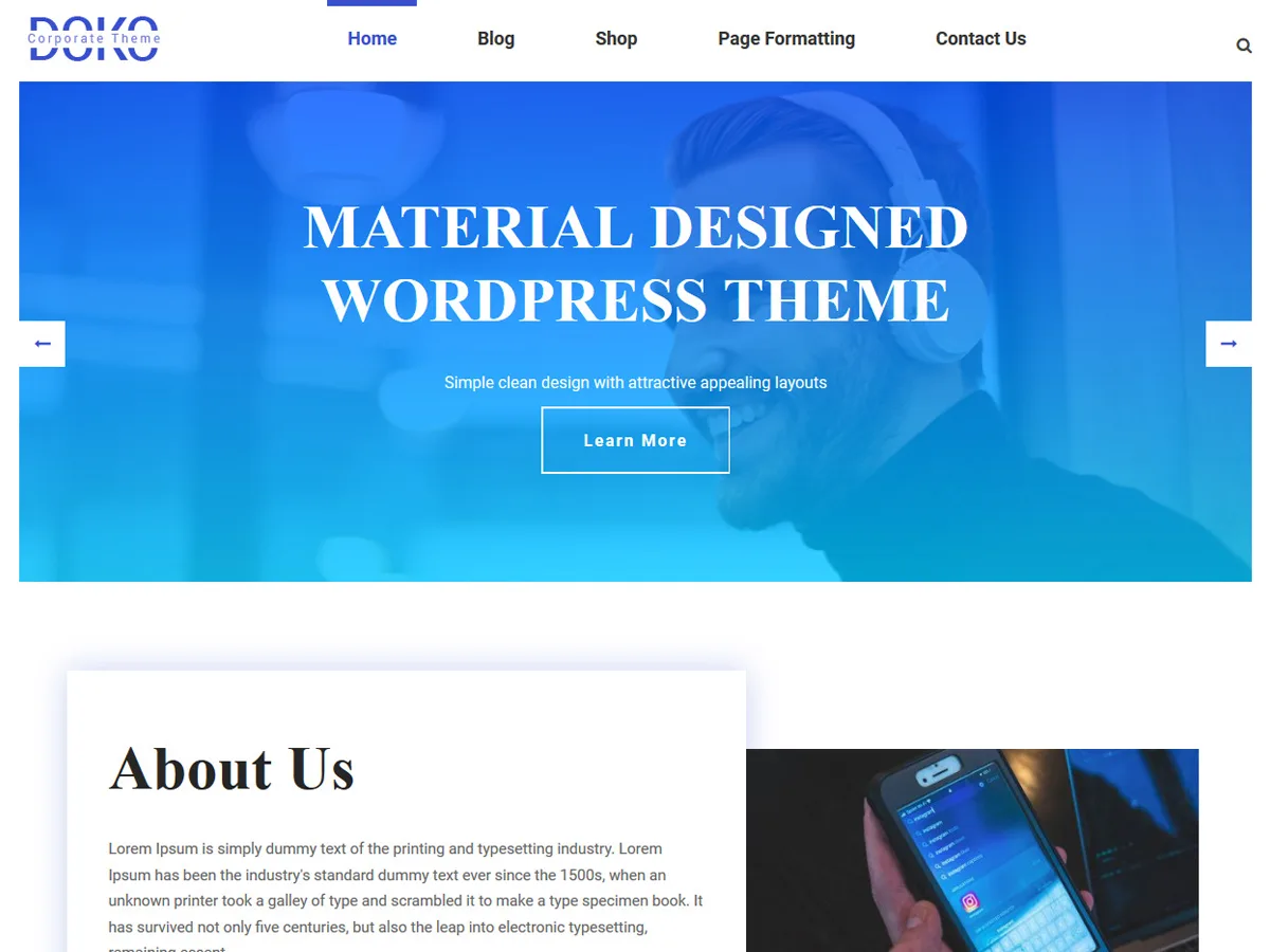 Doko web sitesi teması önizlemesi