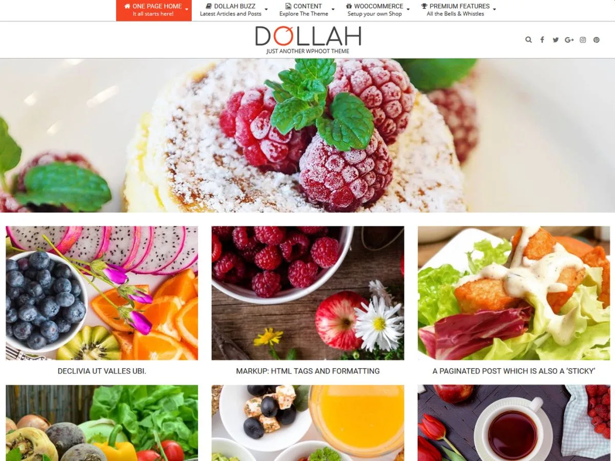 Dollah web sitesi teması ile oluşturulmuş görsel odaklı bir web sitesi örneği