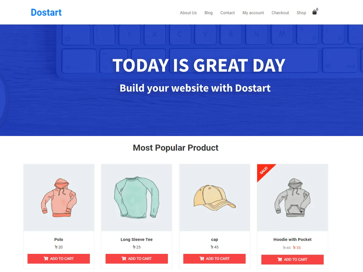 Dostart çok amaçlı web sitesi teması önizlemesi