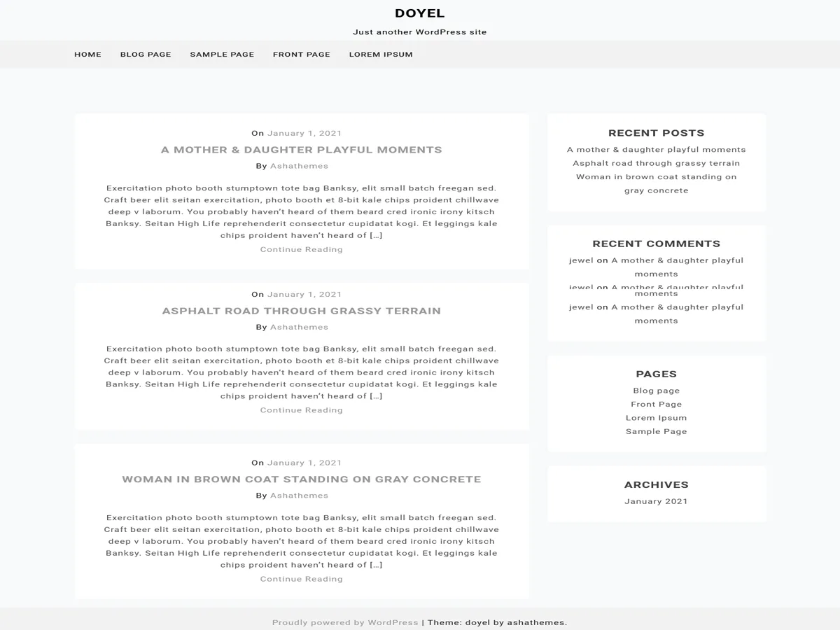 Doyel web sitesi temasının duyarlı tasarımını gösteren bir görsel