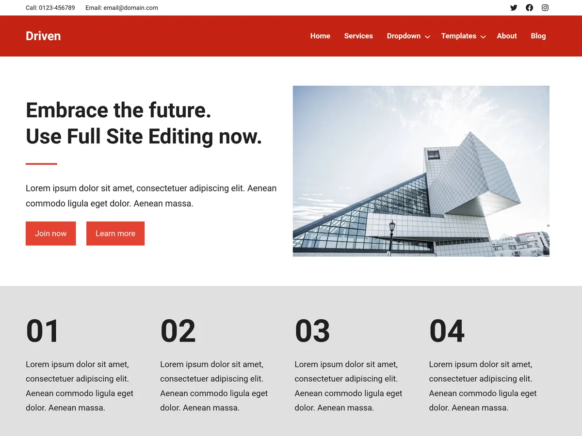 Driven web sitesi teması önizlemesi
