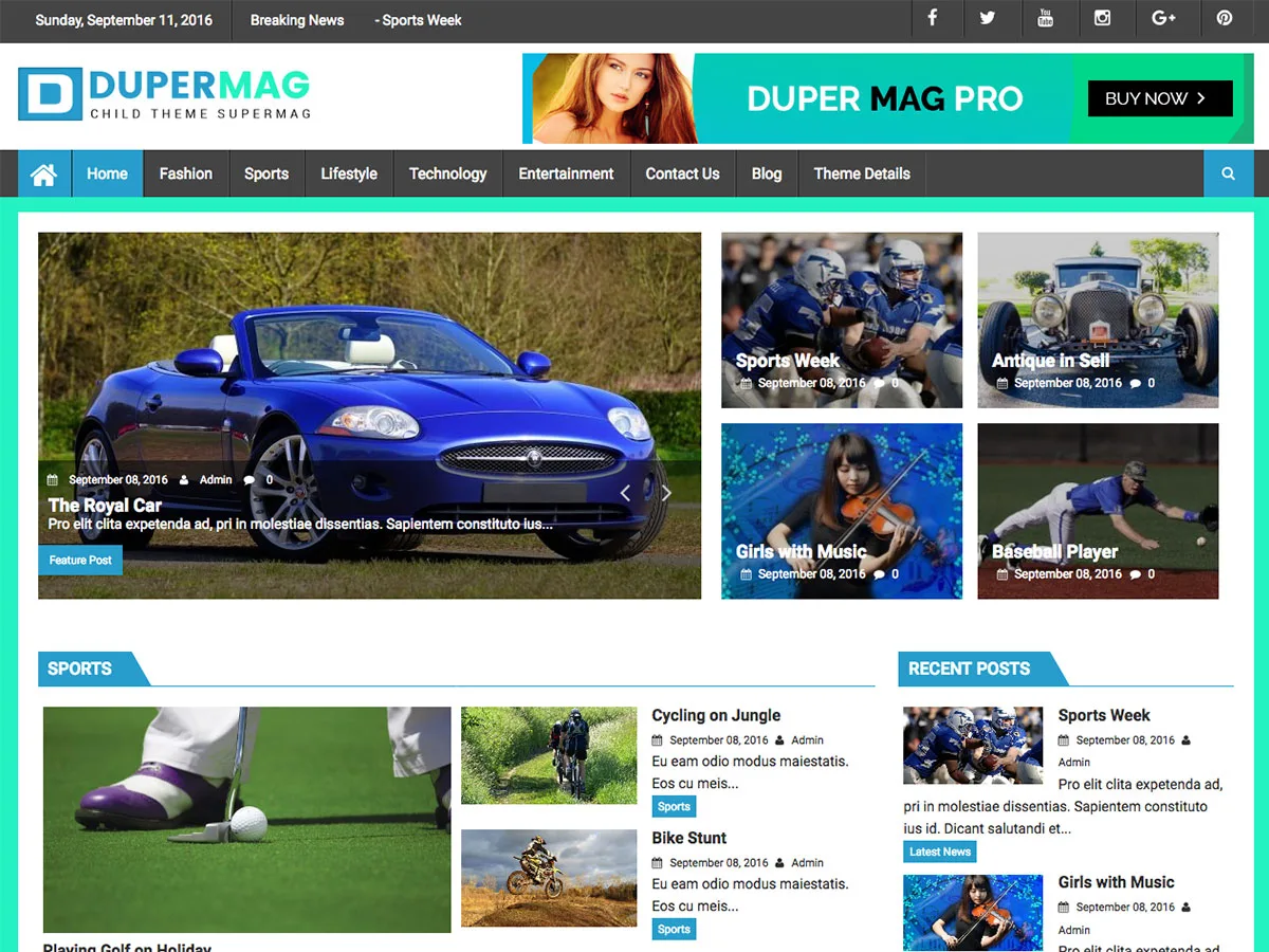 DuperMag web sitesi teması önizlemesi
