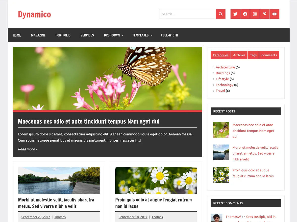 Dynamico web sitesi teması önizlemesi