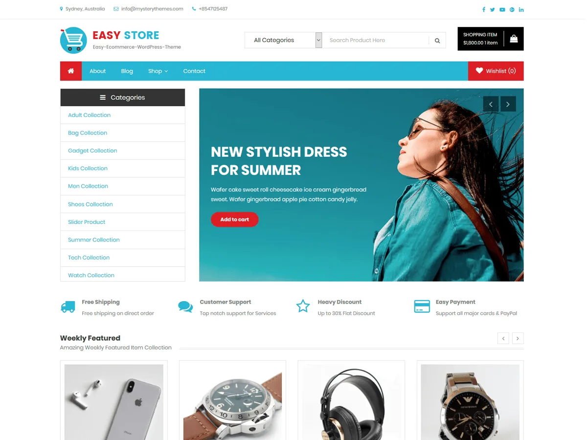 Easy Store web sitesi altyapısı e-ticaret teması önizlemesi