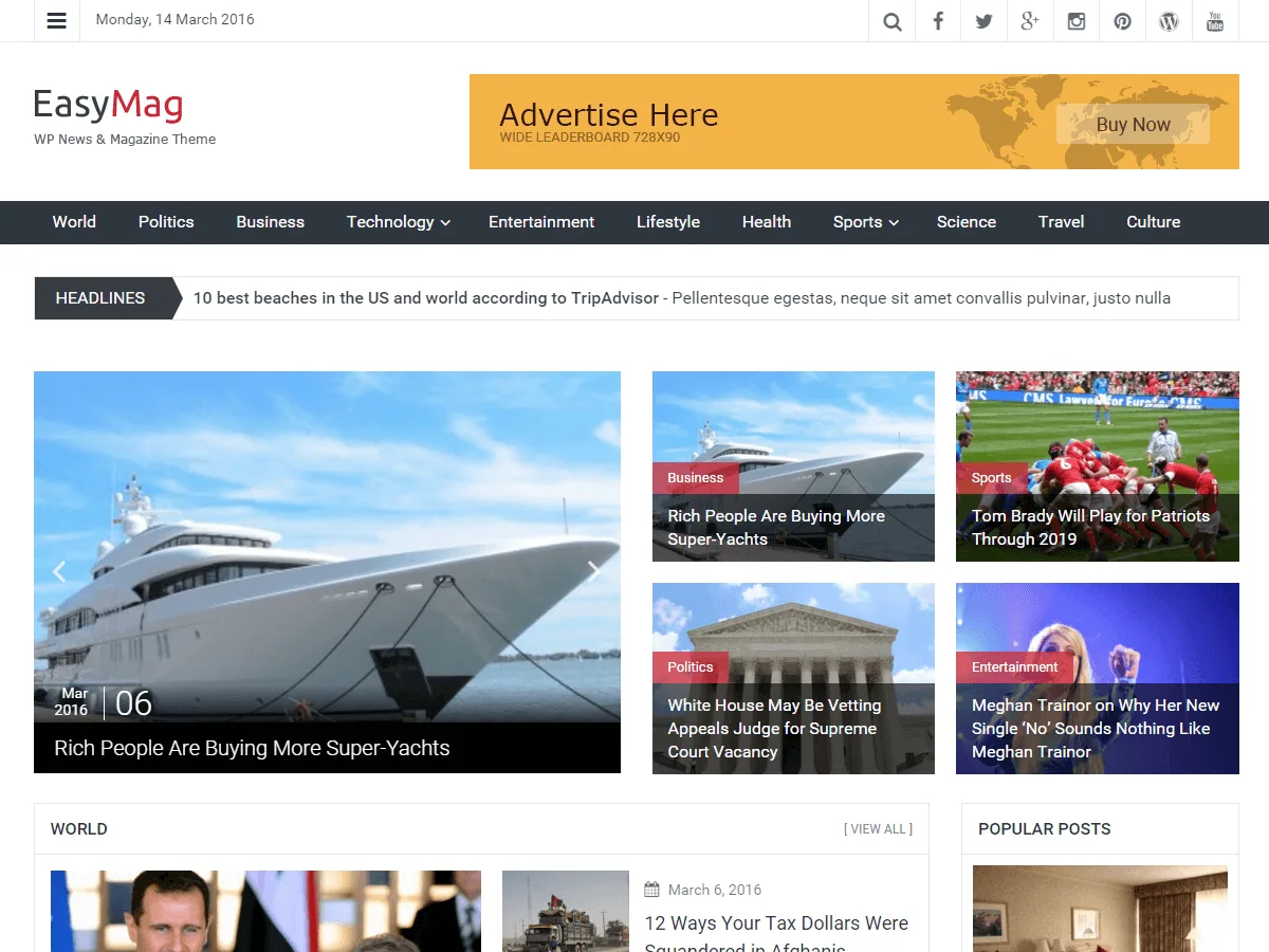 EasyMag web sitesi teması önizlemesi