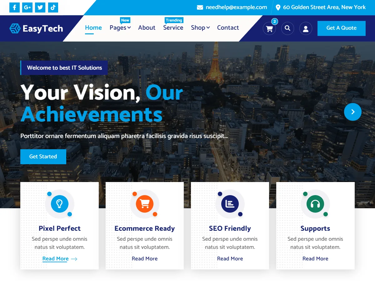 EasyTech web sitesi teması önizlemesi