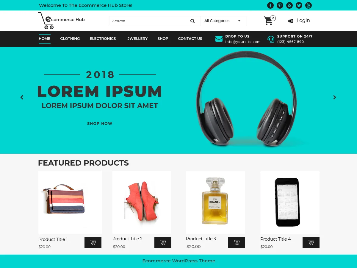Ecommerce Hub web sitesi teması önizlemesi
