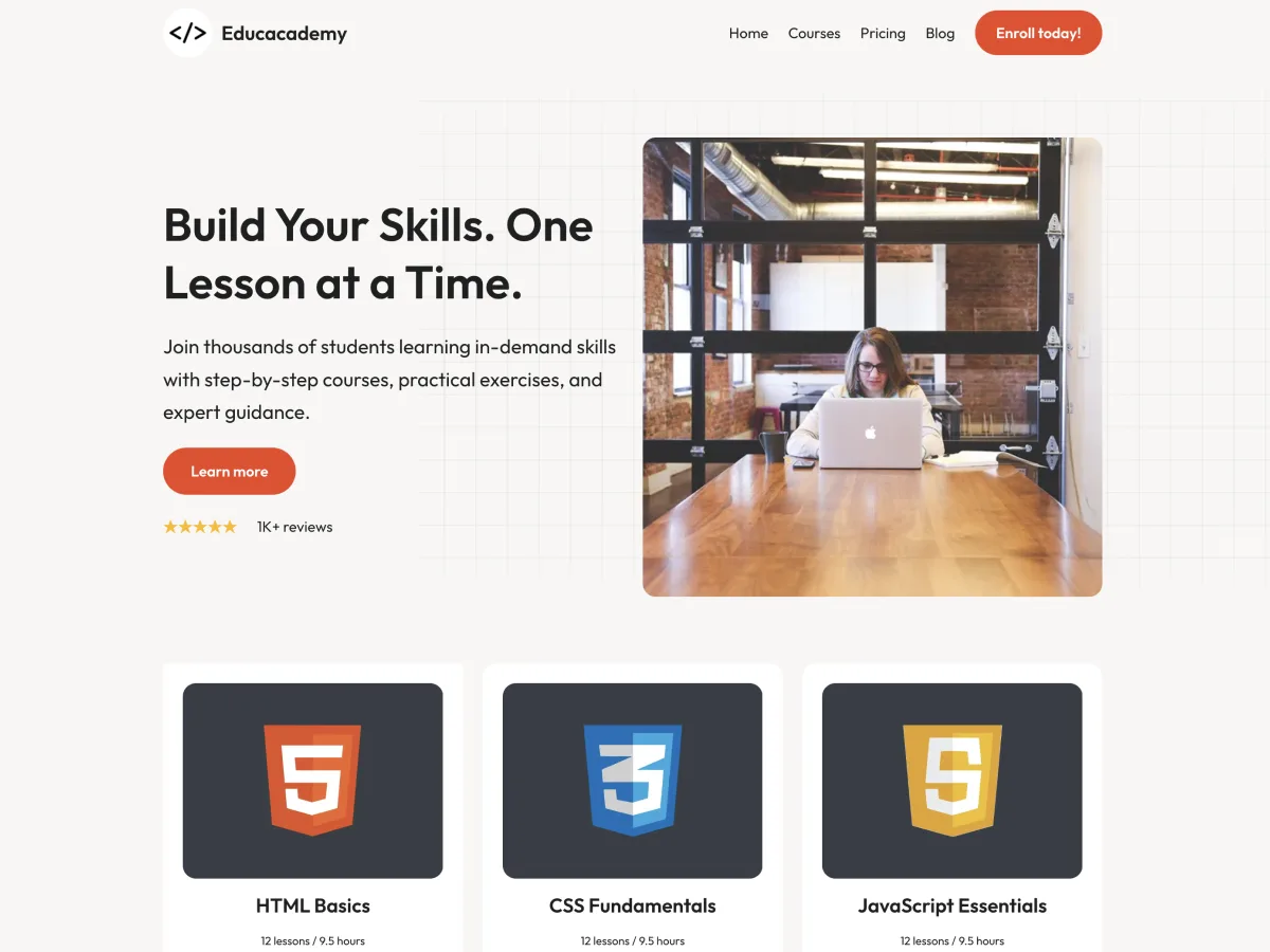 Eduacademy eğitim web sitesi teması