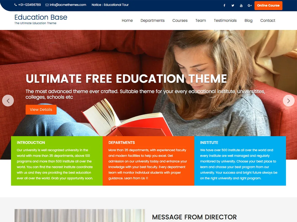 Education Base WordPress theme for educational websites