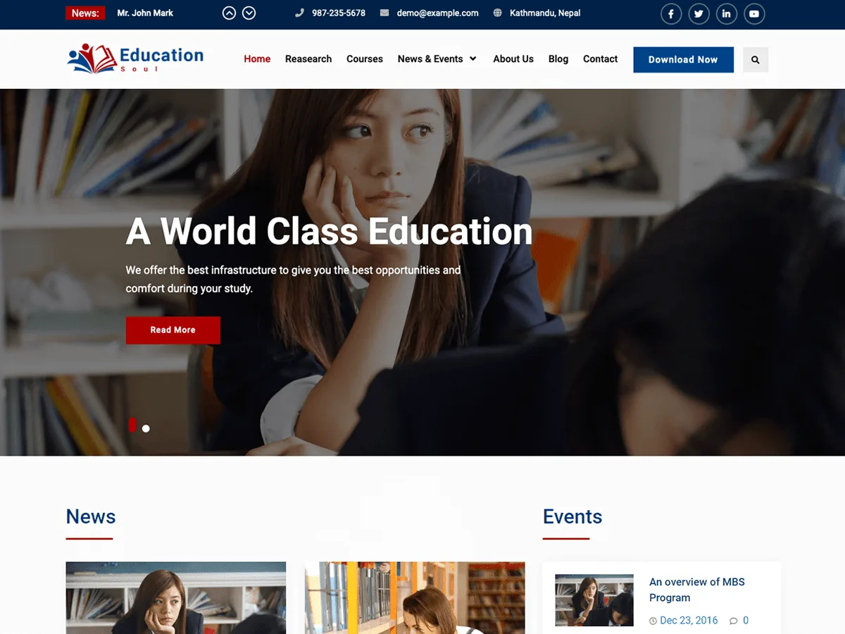Education Soul web sitesi teması önizlemesi
